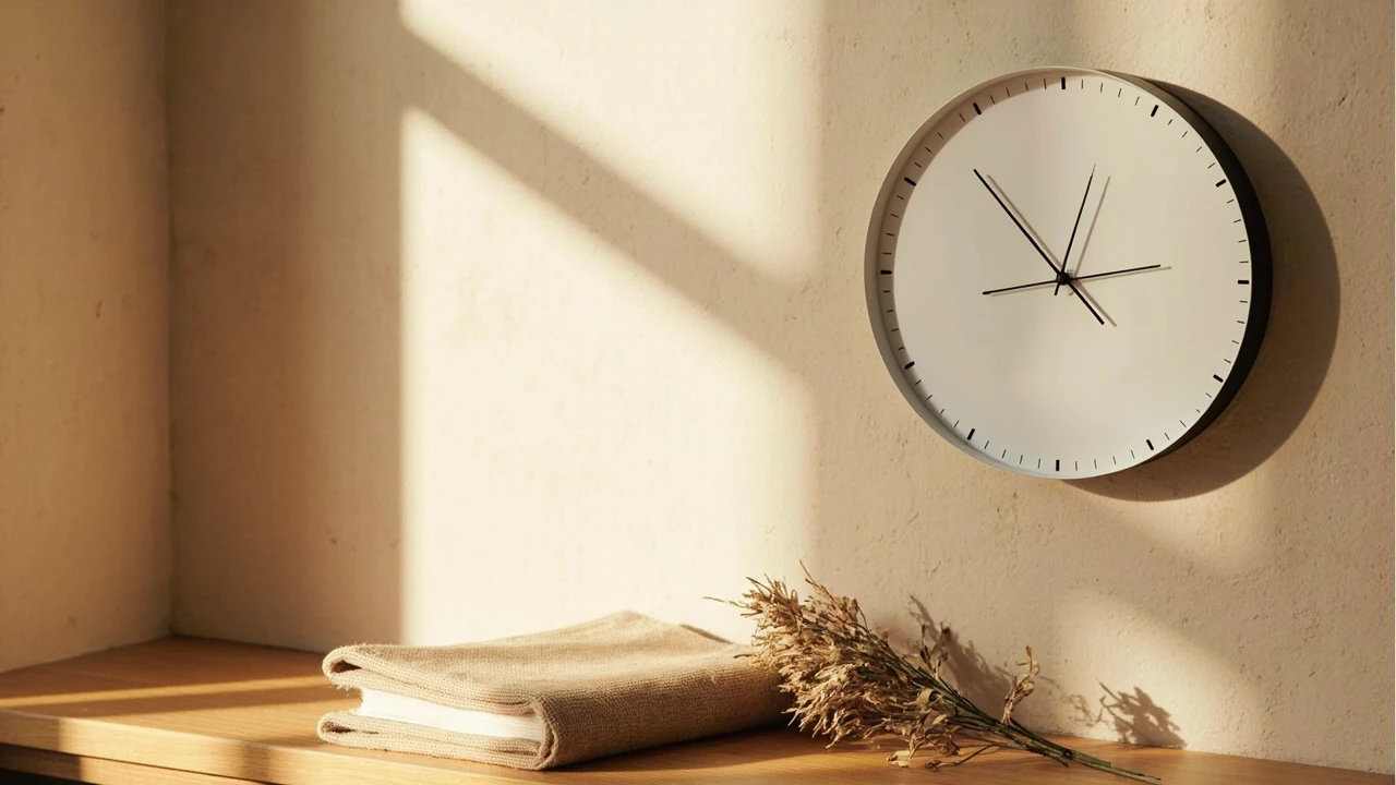 Analoge Wanduhr mit der Zeit 12:12 als Symbol für die Spiegelzeit