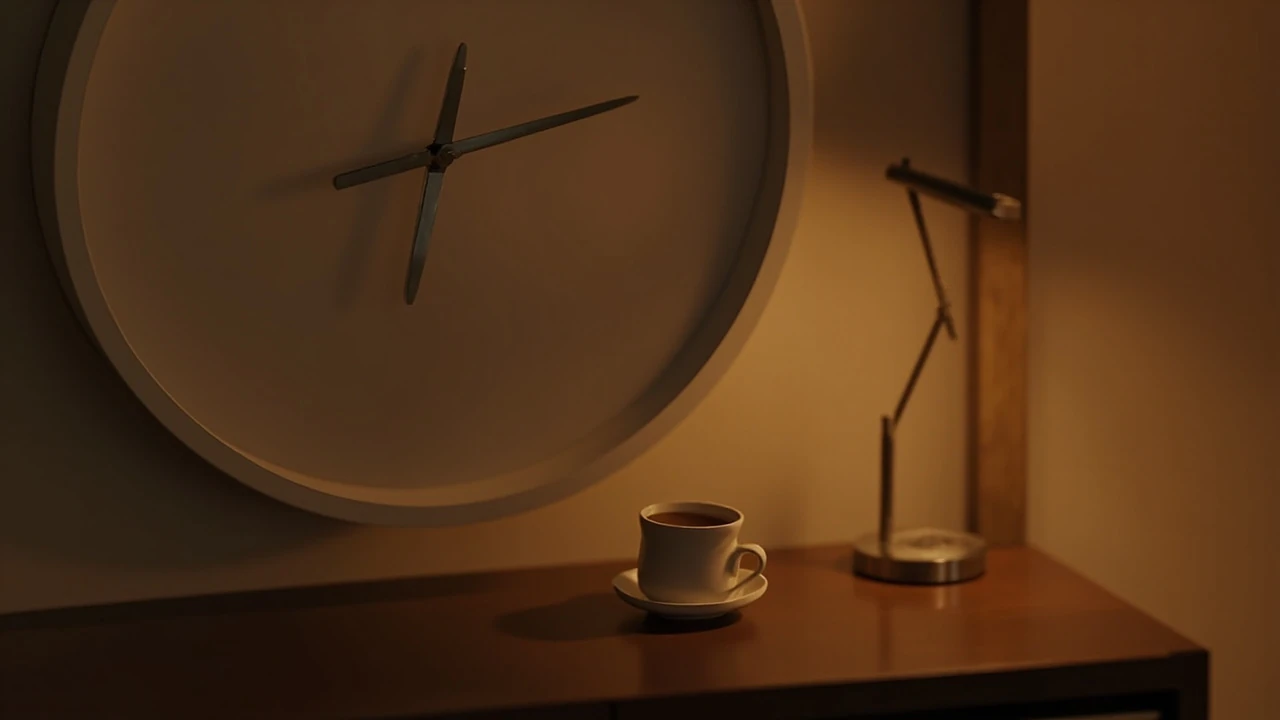 Uhrzeit 21:21 auf einer analogen Uhr als Symbol für die Engelszahl
